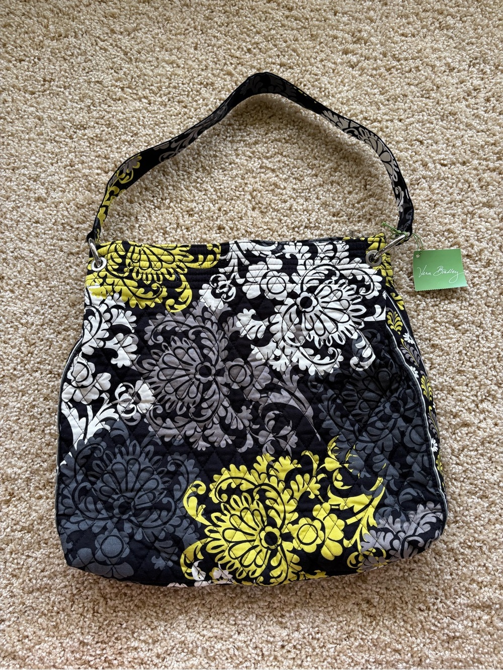 Vera Bradley Holiday Tote Baroque Black Gray Yellow Floral NWT‎